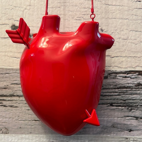 Zara Red Glossy Heart Hard Case Crossbody Bag Never Used - Picture 2 of 15